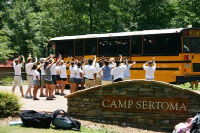 Camp Sertoma Counselors wish "Safe Travels" to departing campers.