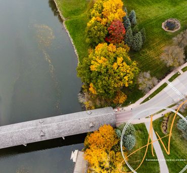 Holz Brucke Covered Bridge in October. Frankenmuth, Michigan