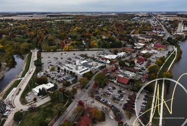 Cloudy day in Downtown Frankenmuth, Michigan in October.