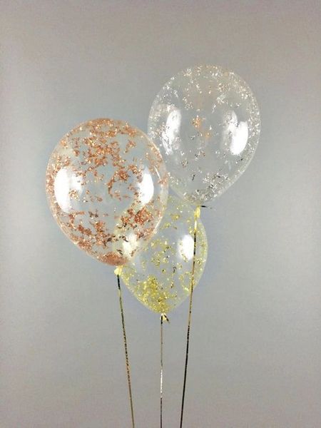 Ballons Transparents avec Confettis Rose Gold