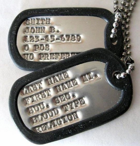 Personalized Black Dog Tag - Military Style With Engraved Text