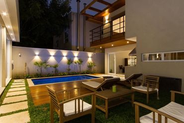 Modern balcony and outdoor features.