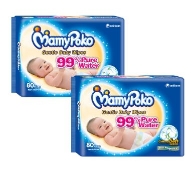 Mamy Poko Baby Wipes 2X80S
