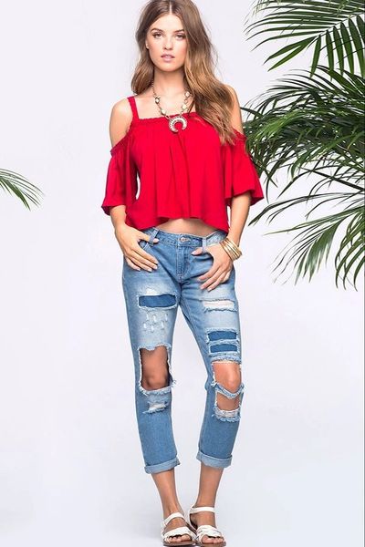 Euro Strap Off Shoulder Loose Blouse