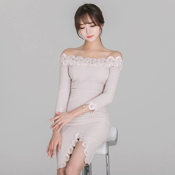 Lace Patchwork Ladies Suits Knitting Tops With Skirts