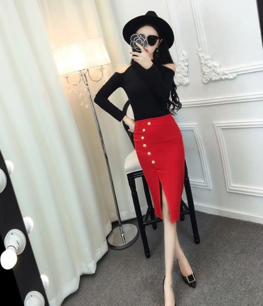 Sexy Ladies Off Shoulder Fitted Knitting Pullovers Women Suits