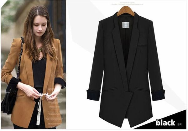 New Reaching 2014 Office Lady Coat Solid Color Long Sleeve Lapel Coat MD-Long Cotton Street Coats