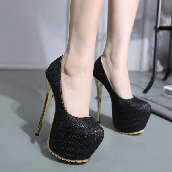 Size 34-40 Super High Heel Weave Platform Pump