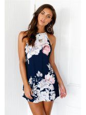Halter Floral Printing Beach Backless Dresses