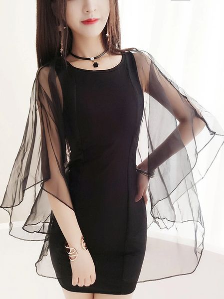 New Fashion Organza Panel Pencil Dress