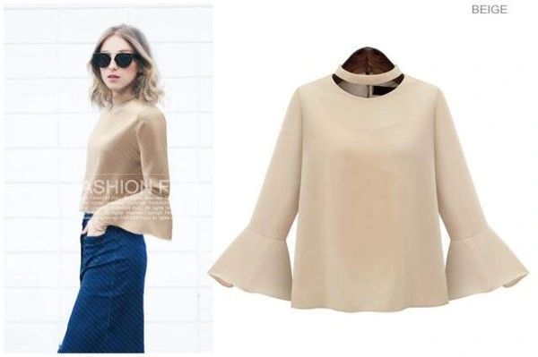Fall Clothing Flare Sleeve Chiffon Blouse
