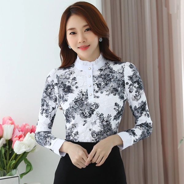 Fall And Winter Floral Fleece Casual Blouse Deign