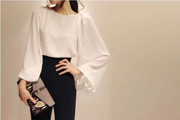 New Arrival Puff Sleeve Solid White Blouse