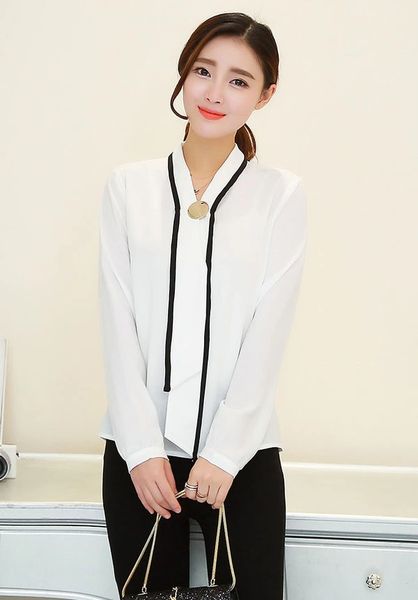 Office Lady V Neck Chiffon Blouse
