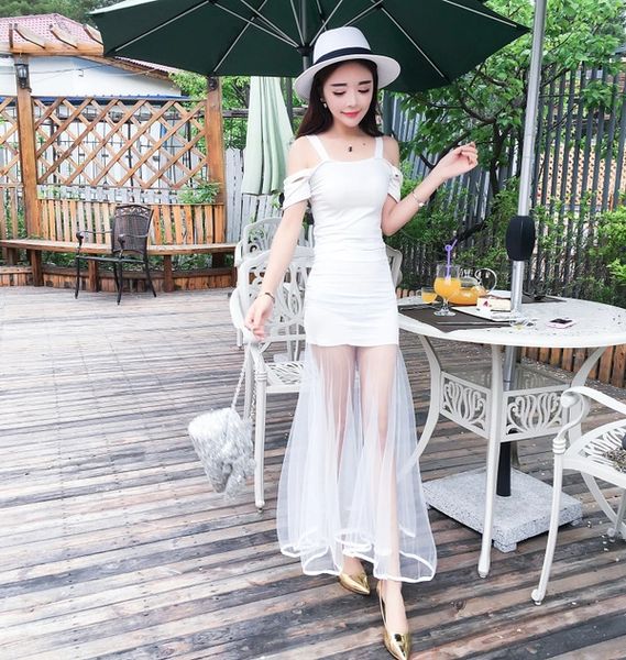 Wholesale Woman Suits Straps Blouse With Gauze Skirt