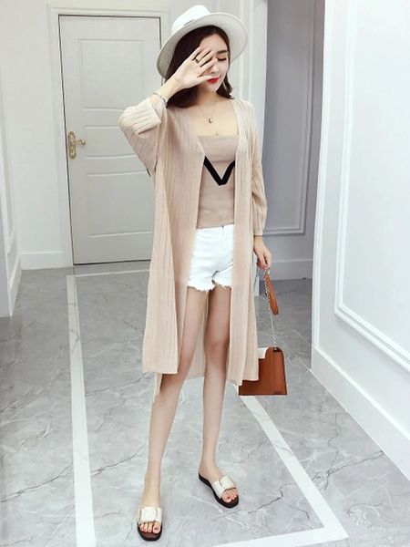 Stylish Knitting Camisole With Long Sleeve Cardigan Sets