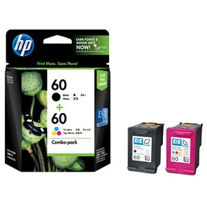 HP 60 BLACK/TRI-COLOR COMBO PACK INK CARTRIDGES CN067AA