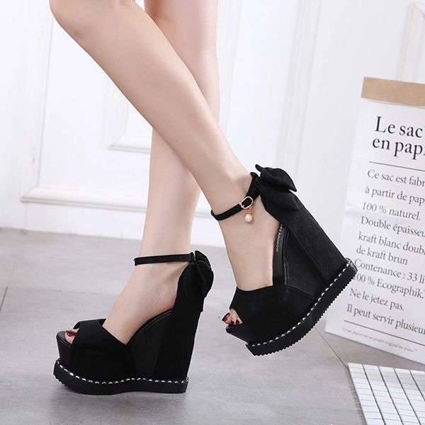 Sexy Peep Toe Solid Platform Wedge Sandals