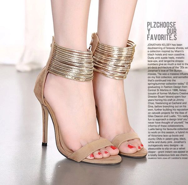 European And American Style Zipper Bandage Stiletto Pumps