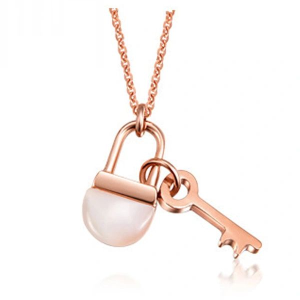 Lock and Key Pendant Champagne Necklaces