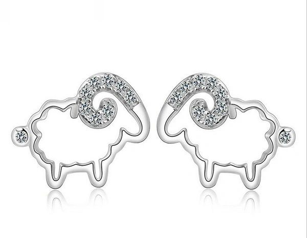 Korean Design Sheep Shape Silver Earrings