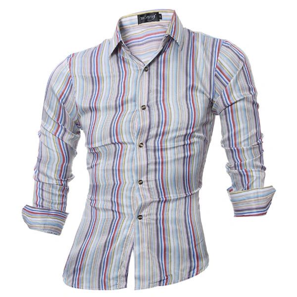 Wholesale Cheap Stripe Turndown Collar Men Shirt