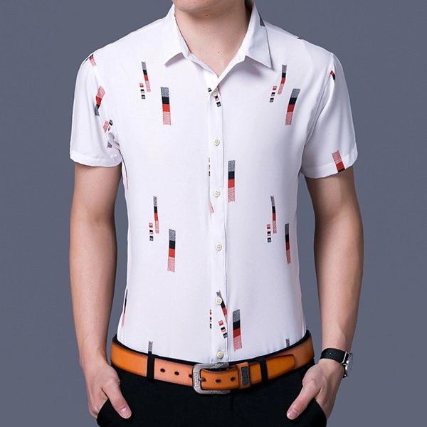 Teenager Style Geo Prints Chic Man Shirt(3-4 Days Delivery)