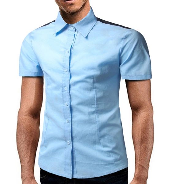 Shoulder Patchwork Turndown Collar Solid Men Shirts | Storetobuy.com