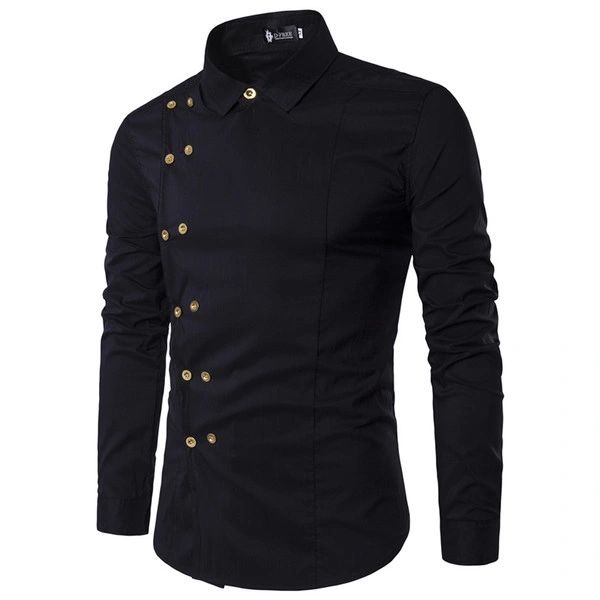 Double Breasted Turndown Collar Men Shirts