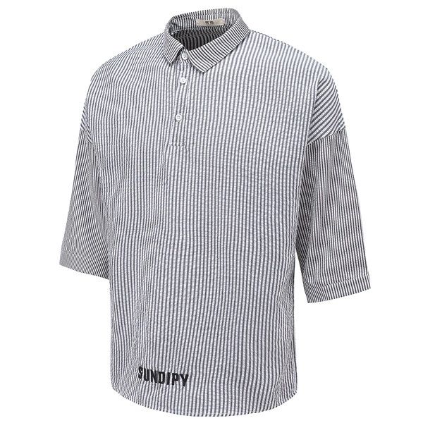 Men Stripe Half Sleeve Pullover Shirts