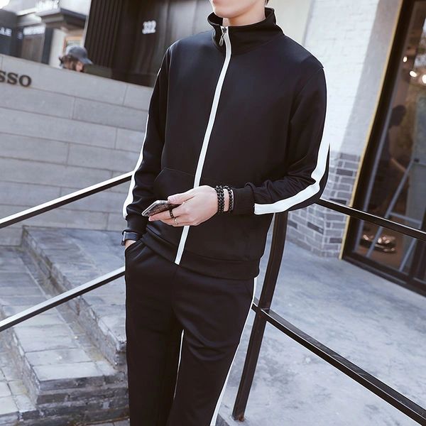 Brief Style Stand Collar Zipper Men Sport Suit