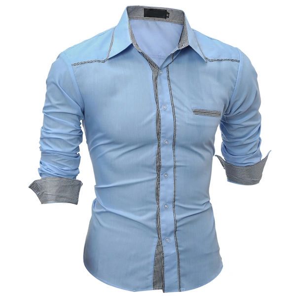 Contrast Color Trim Fashion Men Patchwork Shirt