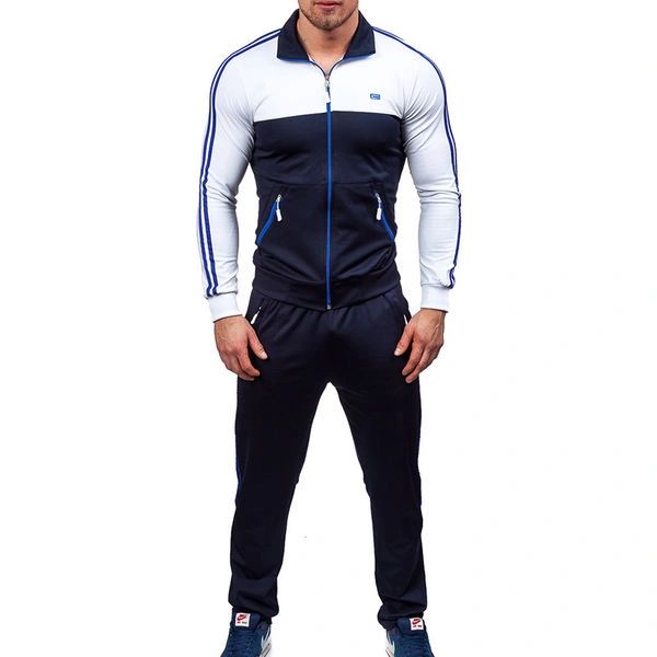 Color Block Long Sleeve Zipper Men Sport Suit