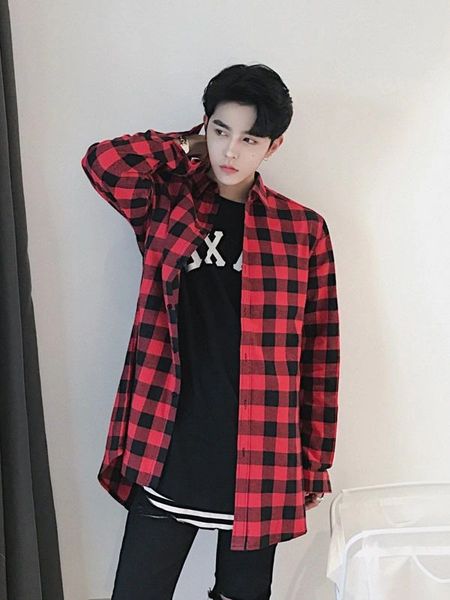 Fashion Design Patchwork Plaid Print Shirts