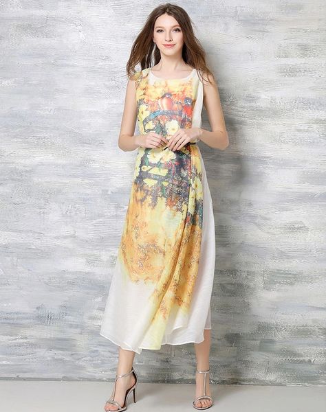 Hot Selling Women Sleeveless Printed New Dress