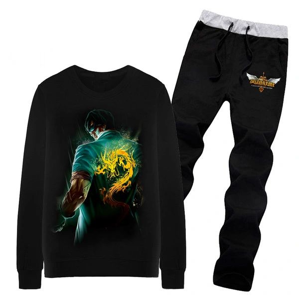 Autumn Print O Neck Hoodie String Long Pants