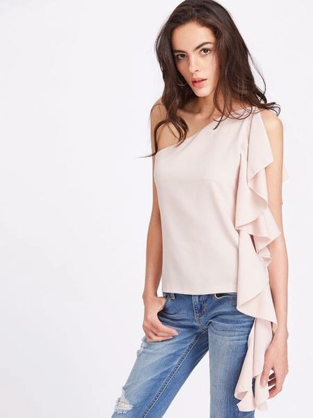 New Inclined Shoulder Fitting Boat Neck Blouse