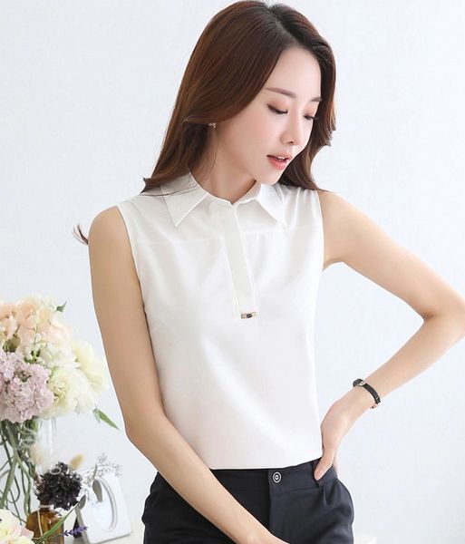 Chic Sleeveless Chiffon Blouse For Woman