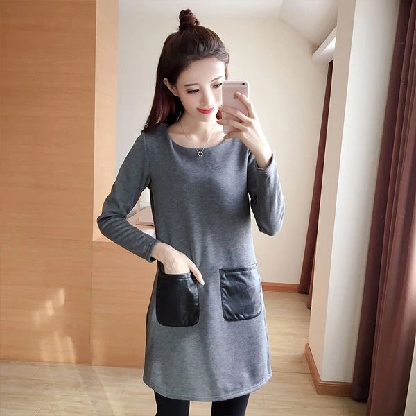 O Neck Pocket Casual Dresses