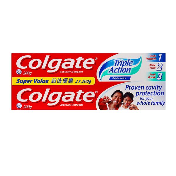 Colgate Triple Action Original Mint Toothpaste Super 2-Value Pack 2 x 200 g