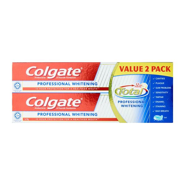 Colgate Total Professional Whitening Gel Toothpaste Super Value Twin Pack 2 x 150 g