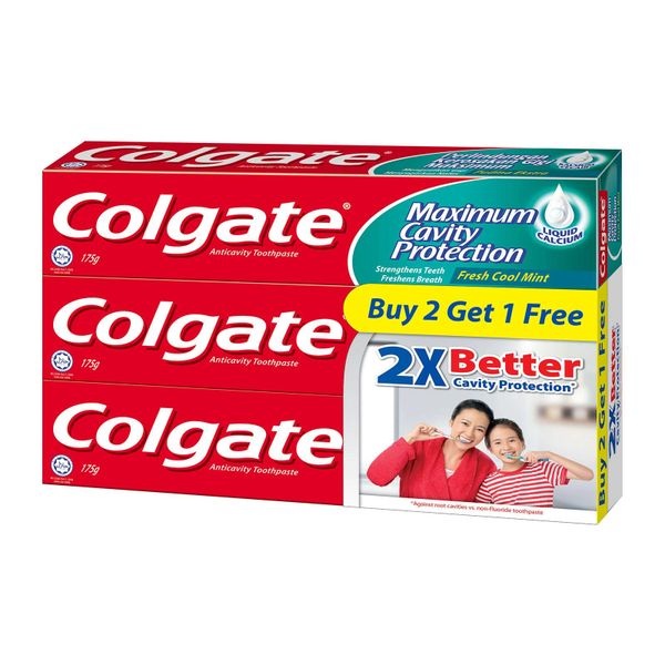 Colgate Anticavity Toothpaste Fresh Cool Mint Triple Pack 3 x 175 g