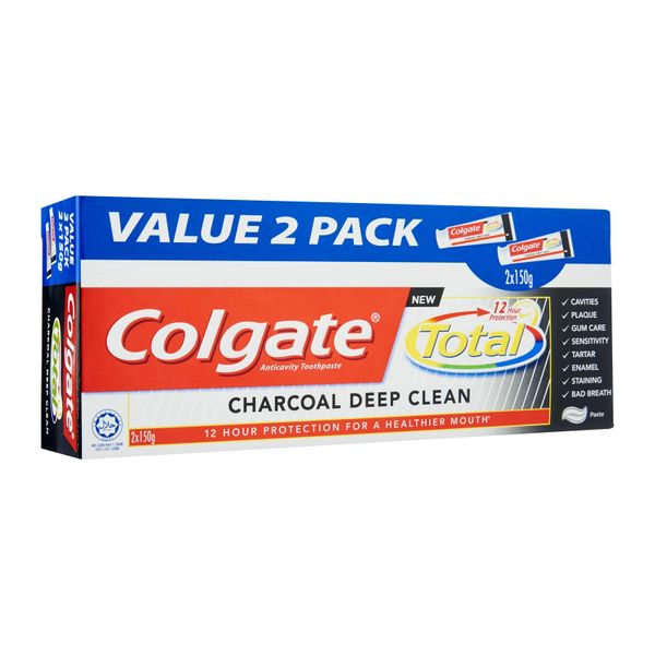 Colgate Total Toothpaste Charcoal Deep Clean Super Value Twin Pack 2 x 150 g