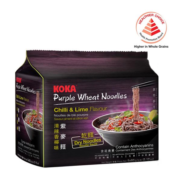 Koka Chilli And Lime Flavour Purple Wheat Noodles 5 x 60g