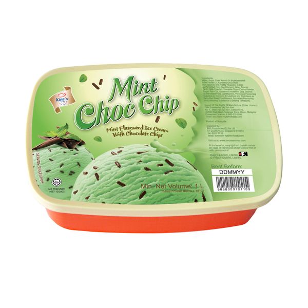 King's Mint Flavoured Ice Cream With Chocolate Chip 1 L