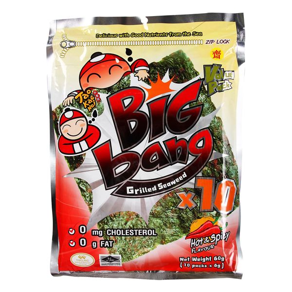 Tao Kae Noi Big Bang Hot And Spicy Flavour Grilled Seaweed 10 x 6 g