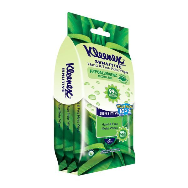 Kleenex Wipes Hand/Face Moist Aloe 3 x 10 per pack