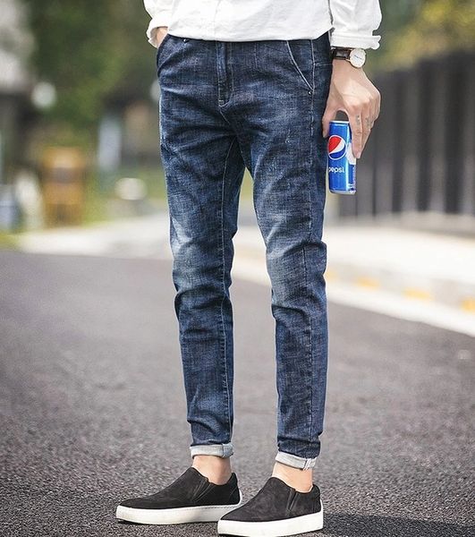 Korean Style Fitted Water Wash Men Cone Jeans