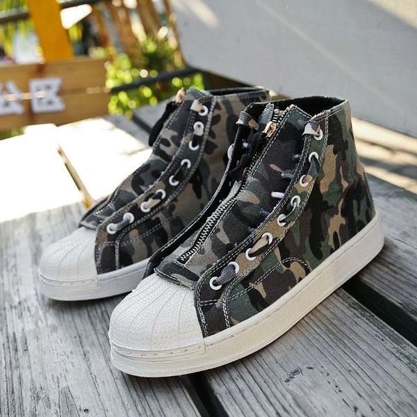 Camouflage Shell Toe High Tops Sneakers For Men | Storetobuy.com