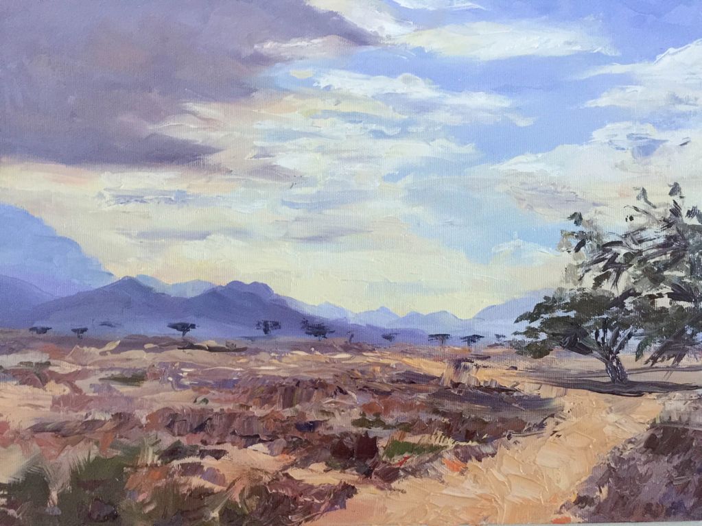 Oil painting on linen
Clouds over mountains in Fujairah, UAE
11x14 inches, Oil on canvas  board